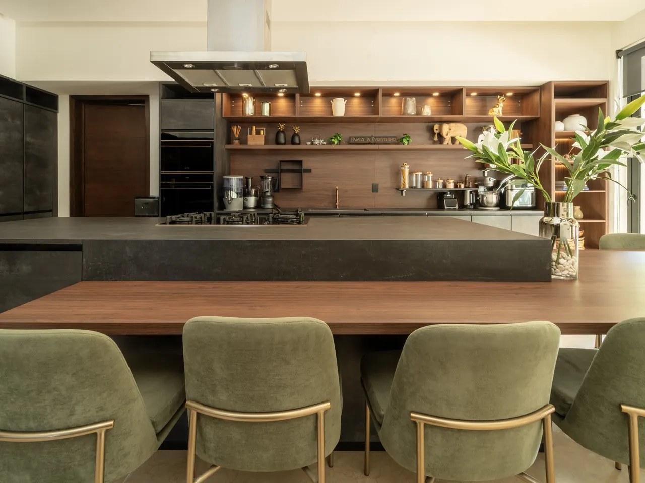 Kitchen and dining area of a finished home