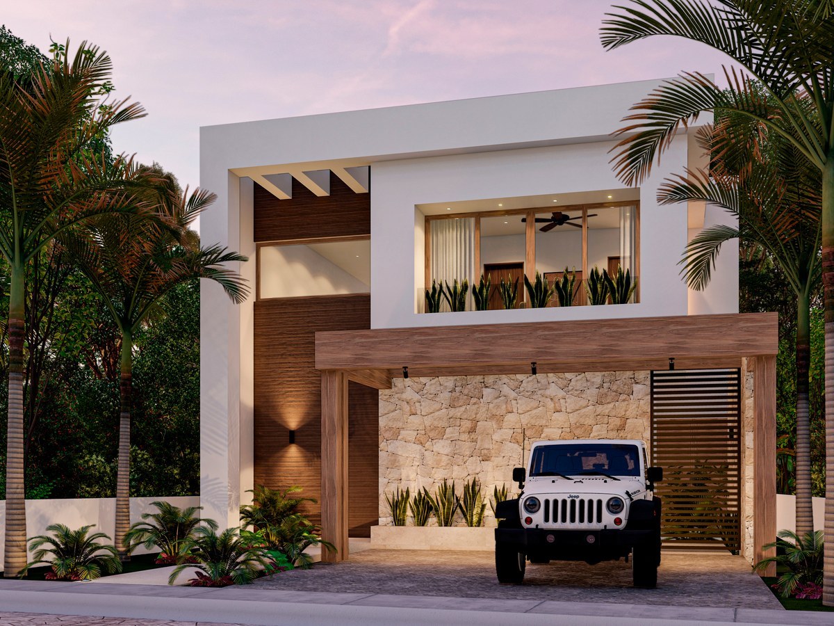 Render of the Jaguar villa street facade
